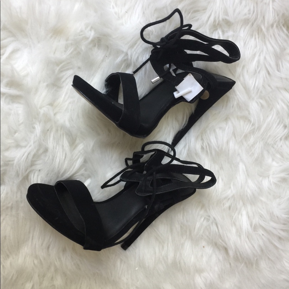 Brand NEW ASOS Black Suede Strappy Heels